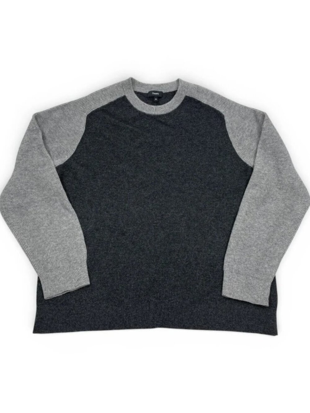 Theory Sweater Wool Cashmere Two Tone Grey Long Sleeve Men's XXL 2XL